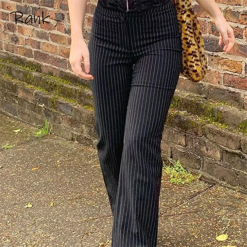 

Striped Pants for Women Y2K Fashion Gothic High Waist Straight Pants Streetwear Fashion Outfit Korean Style Trouser High Quality