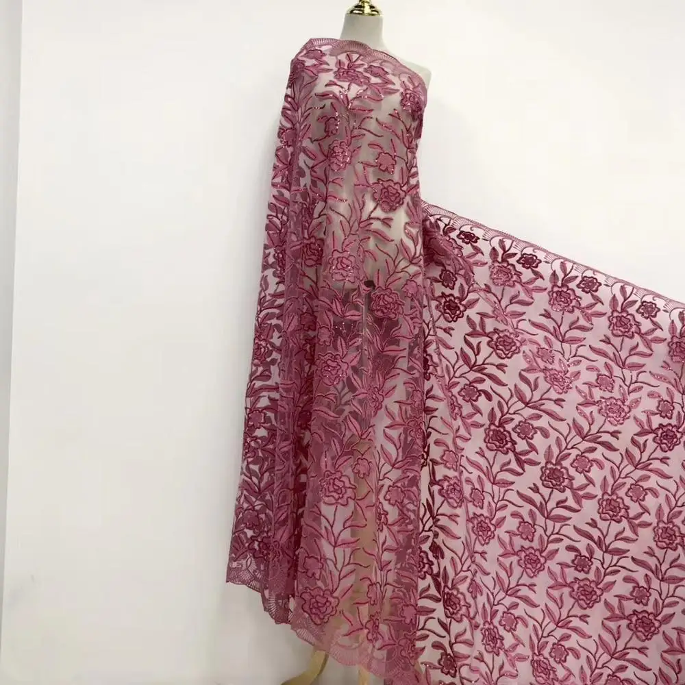 

Madison French African Lace Fabric Guipure Sequined Cotton Cord Tulle Nigerian Tissu Mesh India Lace For Wedding Dress