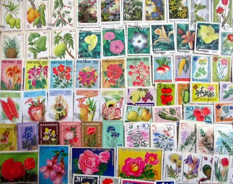 Множество 250 красивые яркие цветочные тематические марки с цветочным узором