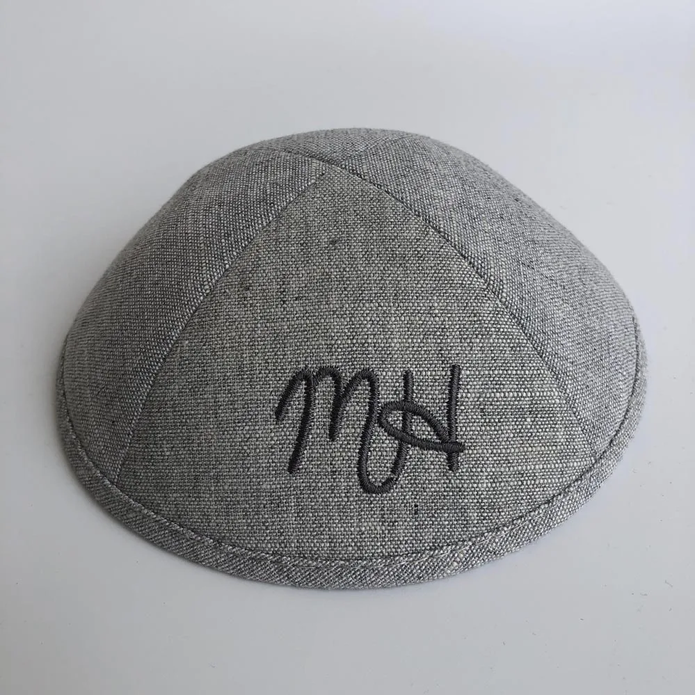 Свадебные светильник серый тяжелые льняные kippahs kippot кипоть с флуоресцентный