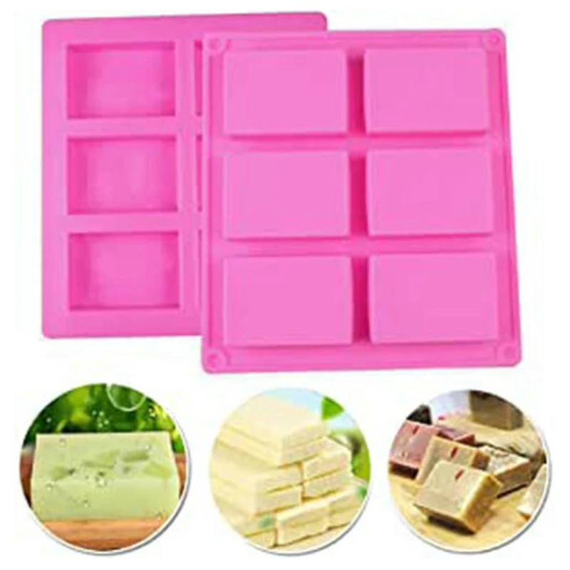 6 Полость прямоугольное Мыло Плесень моющиеся силиконовые торт Maker шаблон