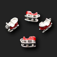 5pcs silver plated 3d retro enamel sleds pendants hip hop earrings necklace accessories diy charms jewelry crafts making 168mm