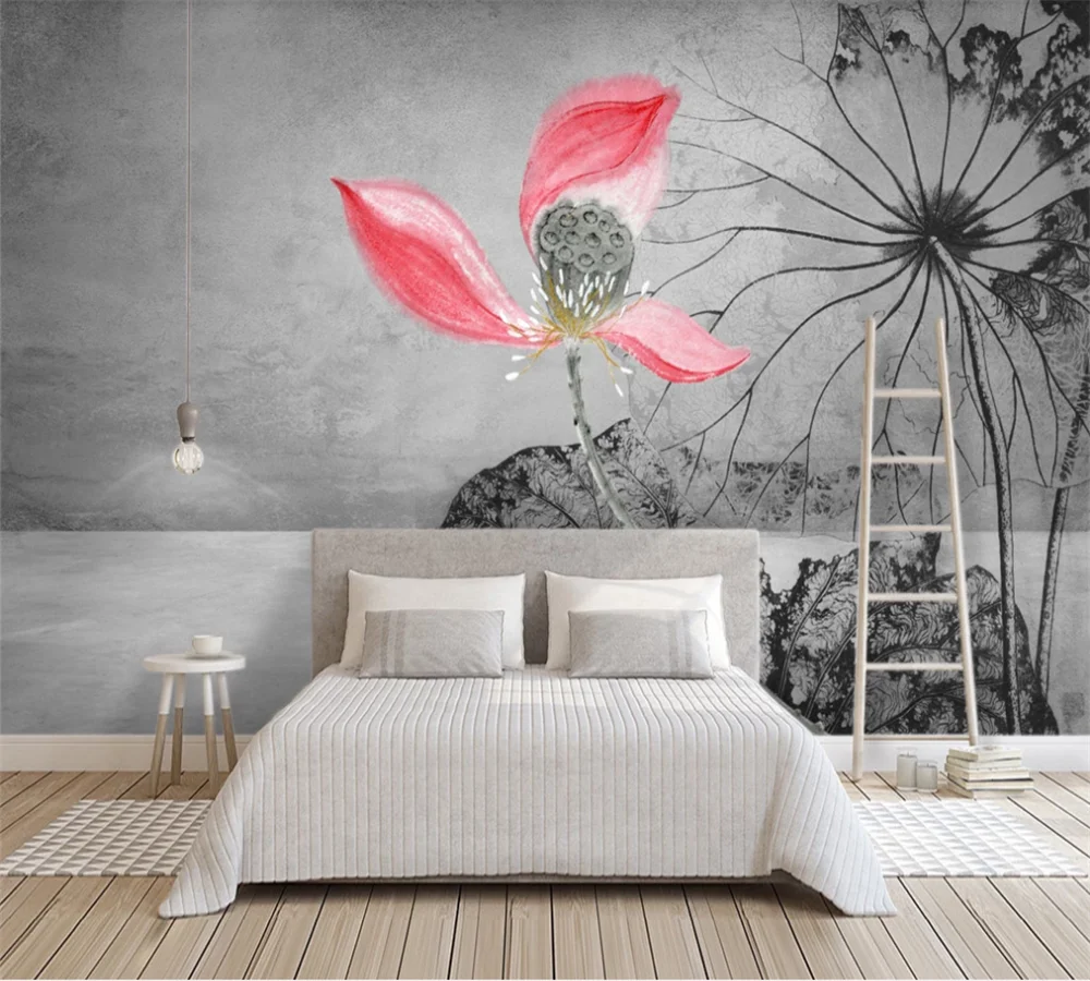 3D обои на заказ настенные абстрактные с изображением листьев лотоса |