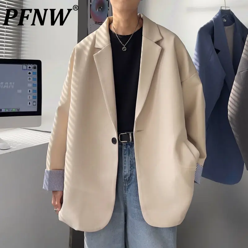 

PFNW Loose Casual Suits Autumn New Small Dressblazers Coat Ins Men's Fashion Ins Handsome Tops Patchwork Vintage Clothes 12X1150