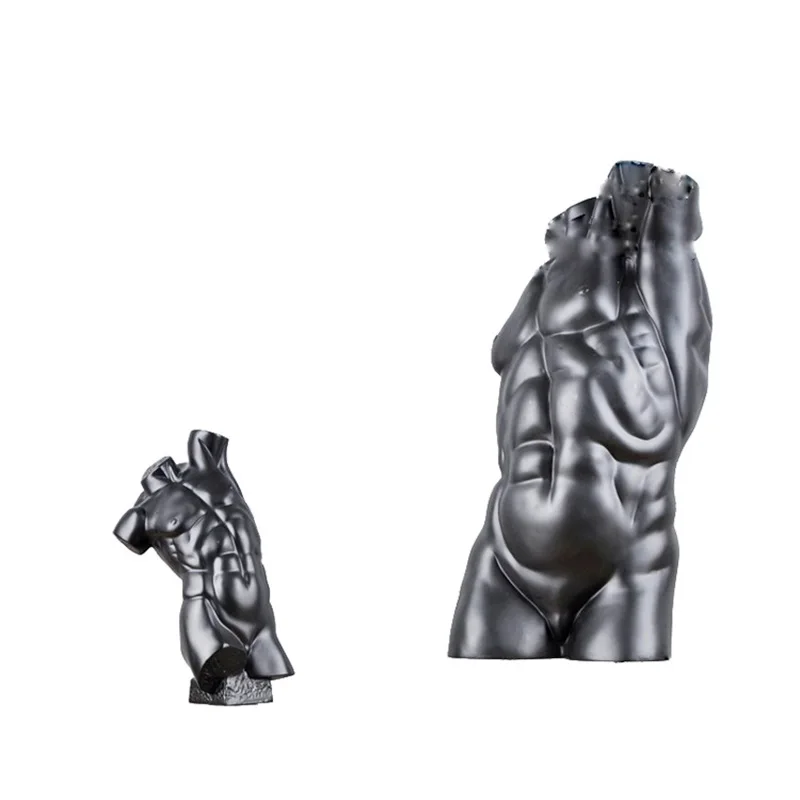 

WU CHEN LONG Nordic Creative Abstract Muscle Bust Art Sculpture Black Figure Statue Figurine Resin Crafts Home Decoration R4254