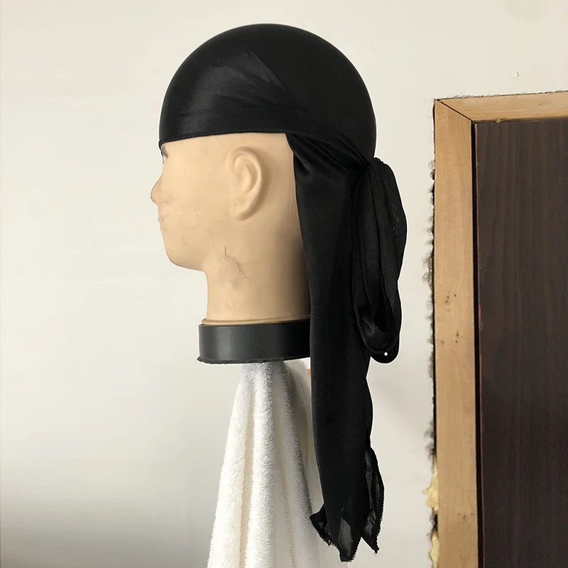 2020 Новый мужской длинный шелковый атлас дышащая тюрбан шляпы парики байкерские