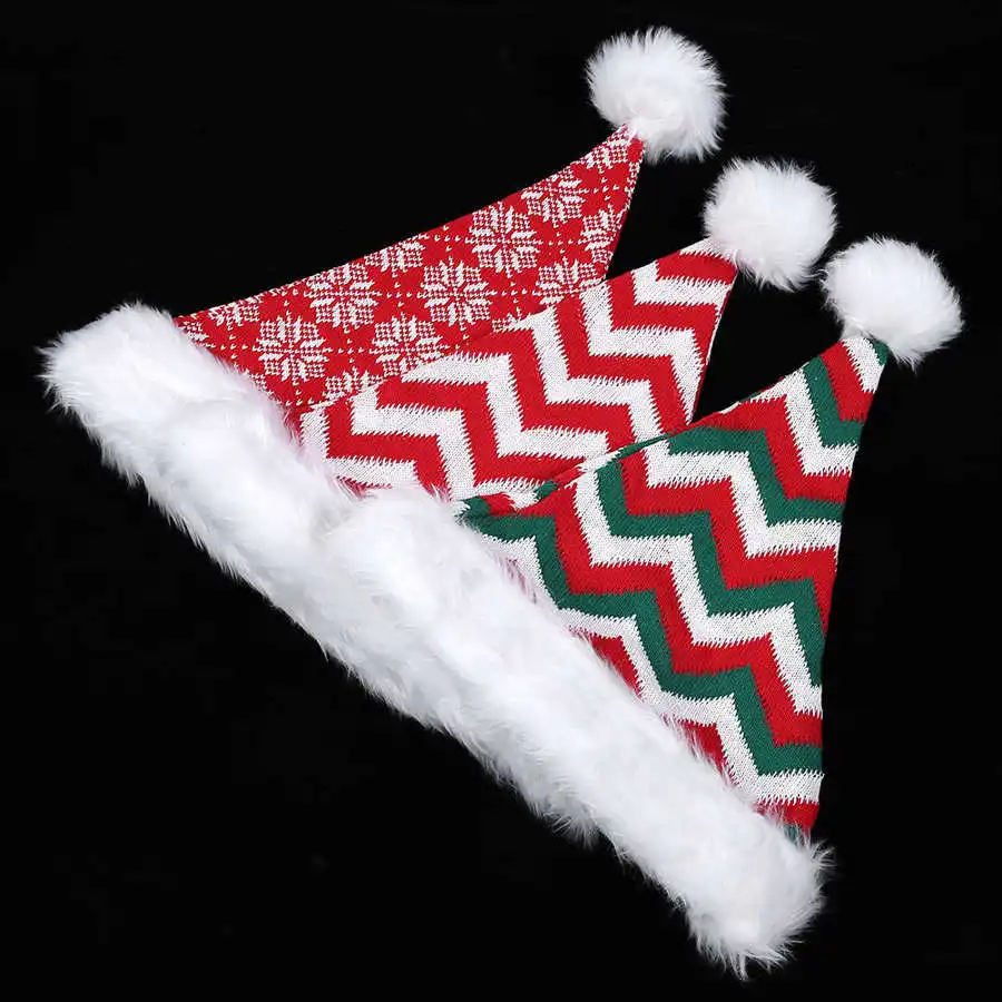 Рождественские шапки 3 шт./компл. Рождественская Вязаная Мягкая теплая зимняя