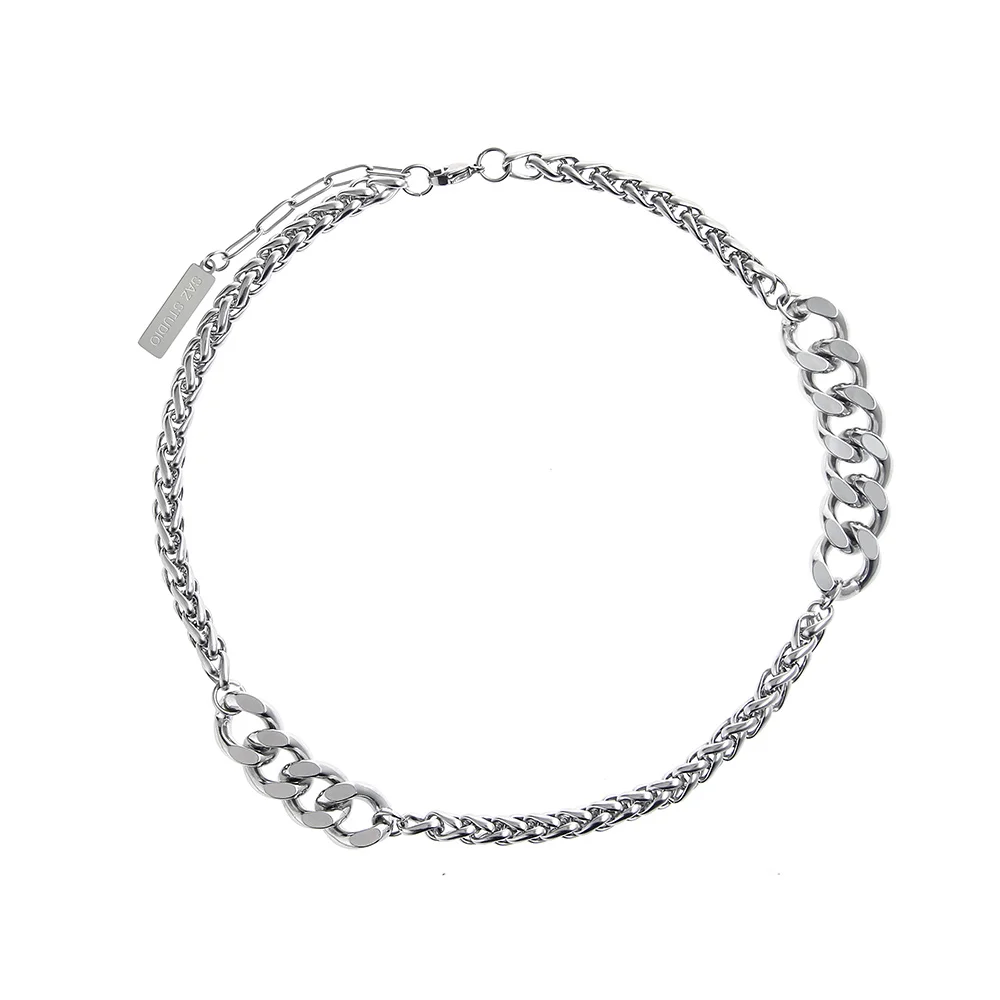 

Ожерелье из кубинской цепи для мужчин и женщин, плетеная Толстая Уличная цепочка из титановой стали в стиле хип-хоп, аксессуары до ключиц, ор...