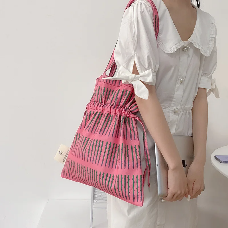 

Women Large Capacity Bamboo Shoot Canvas Bag Japanese Department Versatile Student Bag Single Shoulder Bag Tote