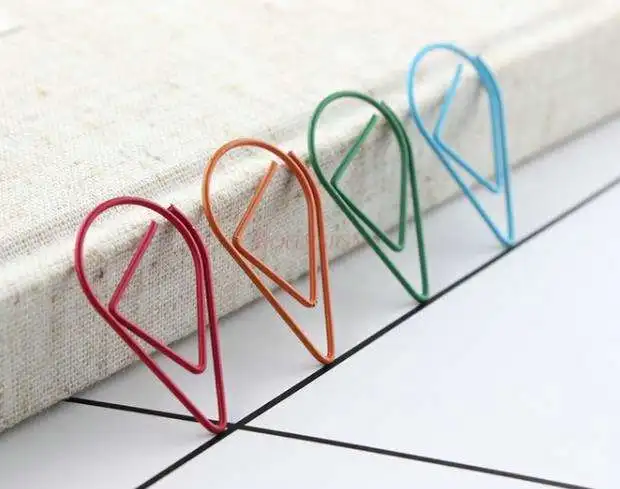 

10pcs Simple Paper Water Drop Shape Water Drop Paper Clip Bookmark Cute Colorful Paper Clip Cartoon Hand Account Pin
