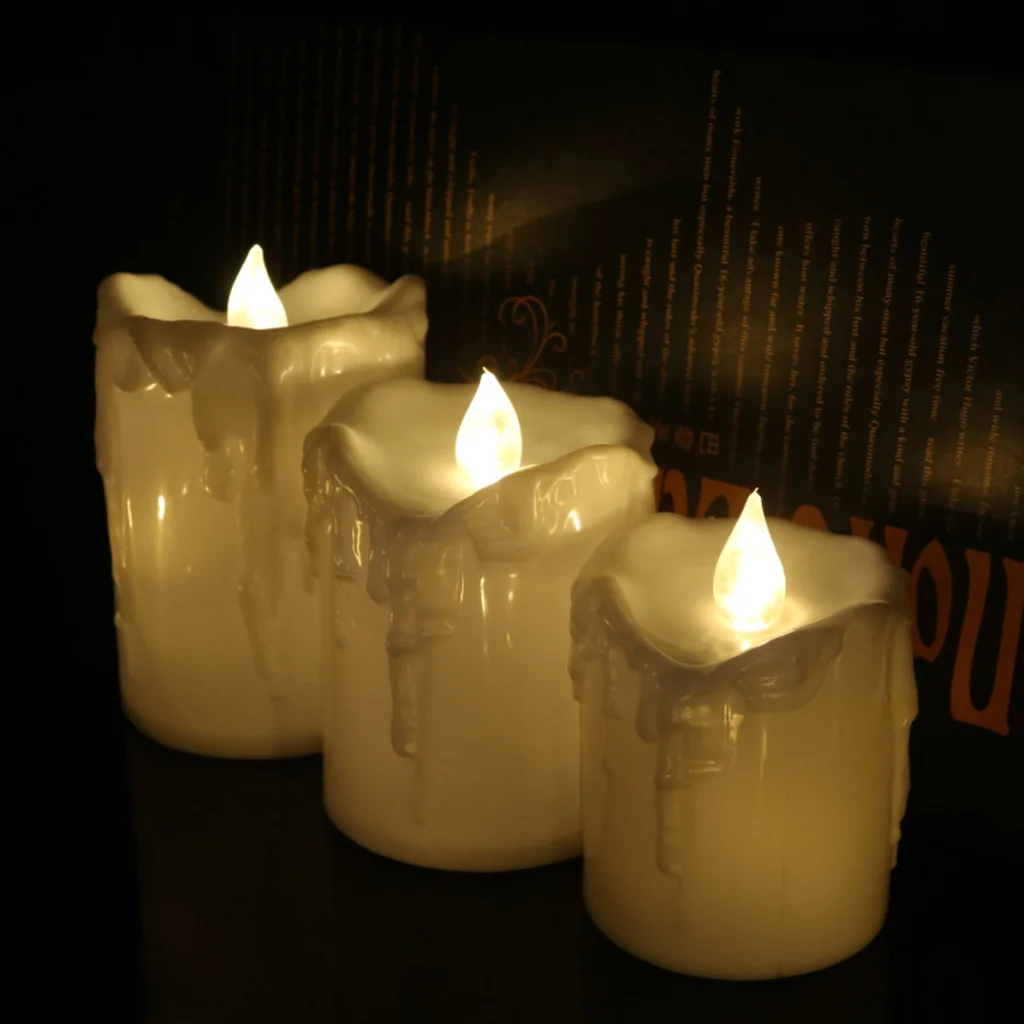 

3x LED Candle Taper Candles Simulation Wax Candle for Birthday Party Dinner