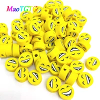 100pcs yellow smile face polymer clay beads for jewelry making necklace bracelet 10mm smile face polymer clay wholesale