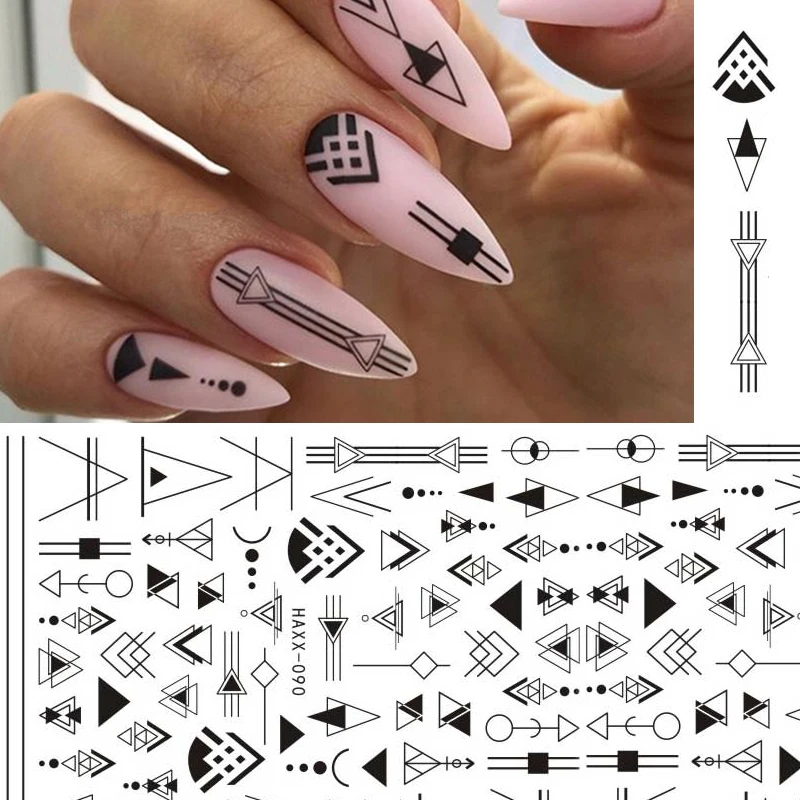 

1 Sheet Geometric Pattern 3D Nail Sticker Transfer Beautiful Decals Stickers Decoration Nail Art Accessories DIY Design