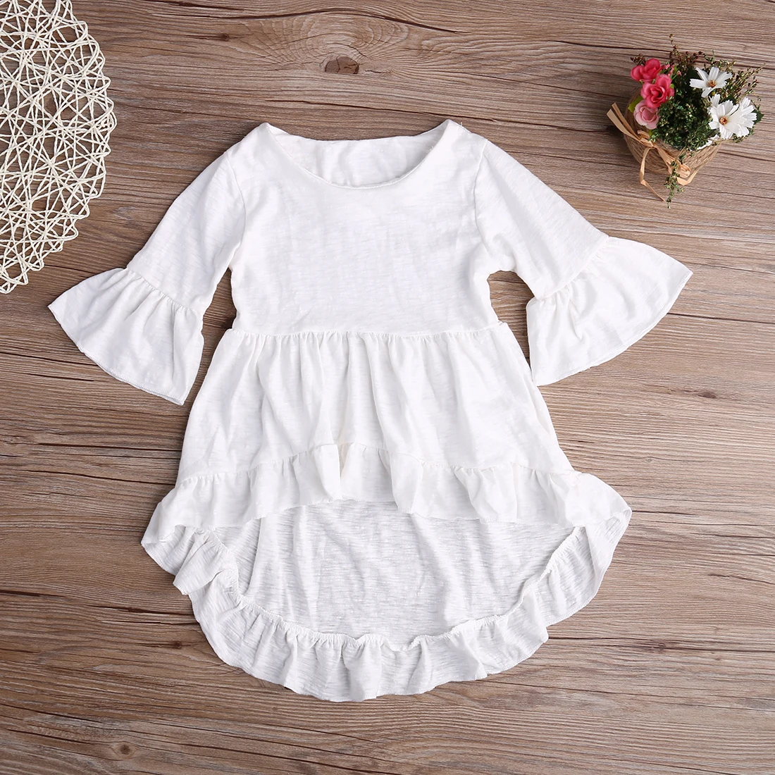 1pcs Kids Baby Girls pretty elegant Princess o-neck half flare sleeve White Outfits Dress Clothes AU | Детская одежда и обувь