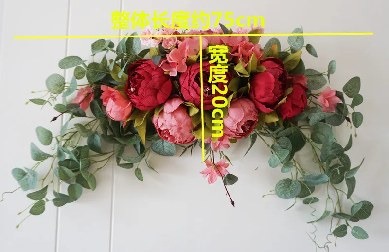 Искусственный Пион Роза цветок венок гирлянда стул спинка Окно Зеркало стена