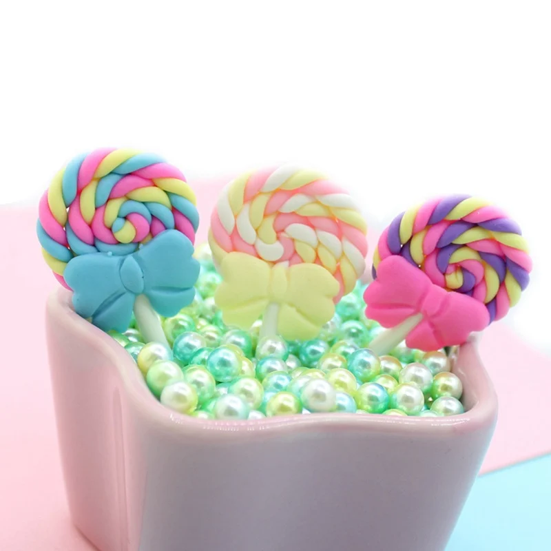 5 шт./бант из смолы цветной леденец для наполнителя слайма DIY Украшение торта