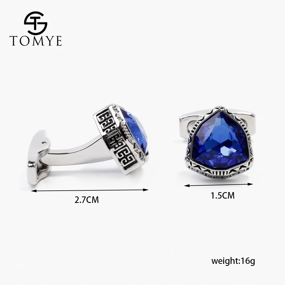 Мужской треугольник TOMYE с голубыми кристаллами Серебряный подарок XK19S142|Зажимы