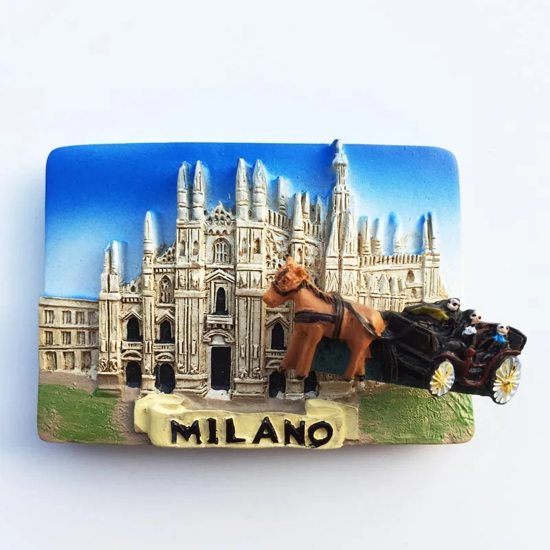 

QIQIPP European Fashion Capital Milan Landmark Cathedral Tour Memorial Crafts Magnetic Refrigerator Sticker Letter