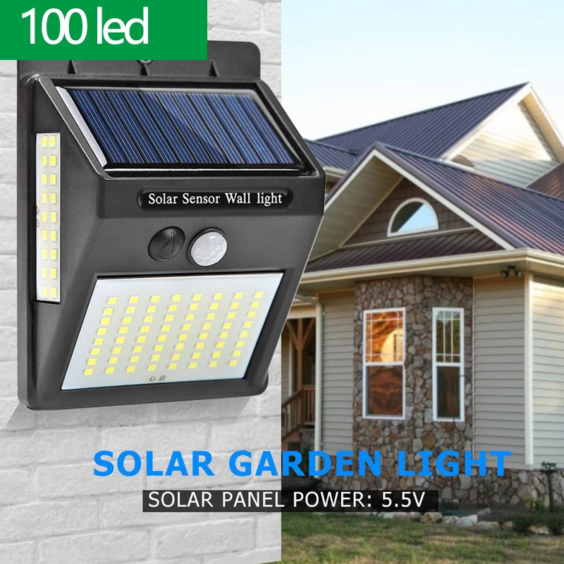 

Solar Light 100led Outdoor Garden Lamp Waterproof Solar Focus Sunlight 3 PIR Motion Sensor Garden Decoration Street Lantern Lamp