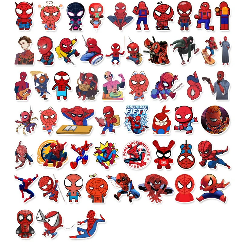 57 шт. водонепроницаемые виниловые наклейки с героями мультфильмов Человек-паук