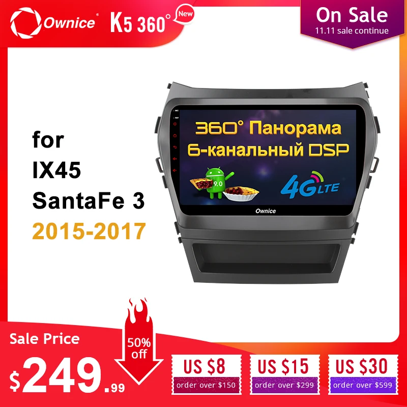 Ownice k3 k5 k6 Восьмиядерный Android 9,0 автомобильный dvd gps плеер для hyundai Santa FE IX45 Navi Радио DSP 4G LTE SPDIF
