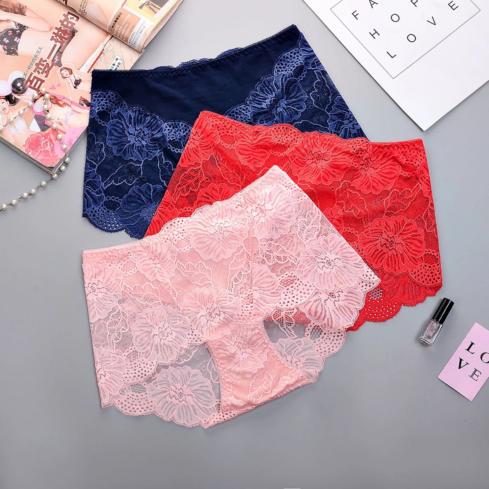 

Sexy Lace Panties Underwear Woman Comfor Lingerie Female Intimates Transparent Panty Nylon High Waist Underpants Accessories