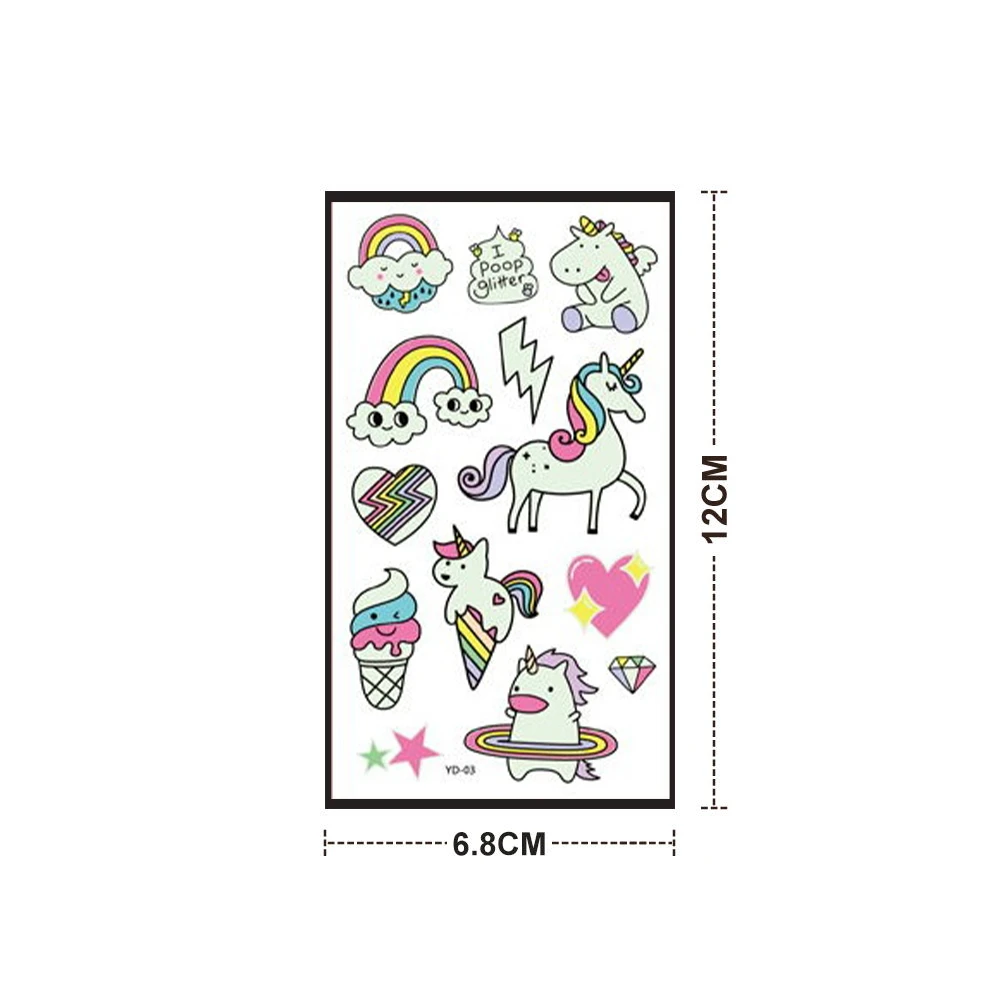 Luminous Temporary Waterproof Children's Tattoo Stickers, Fake Tattoos For Boys And Girls, Flash, Color Tattoos