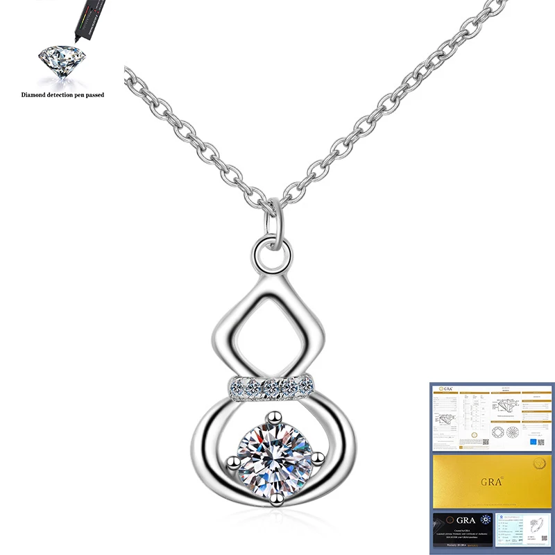 

Moissanites Diamond Necklace 10mm 0.5CT Pendant Sterling Silver 925 for Women Wedding Party Anniversary Gift