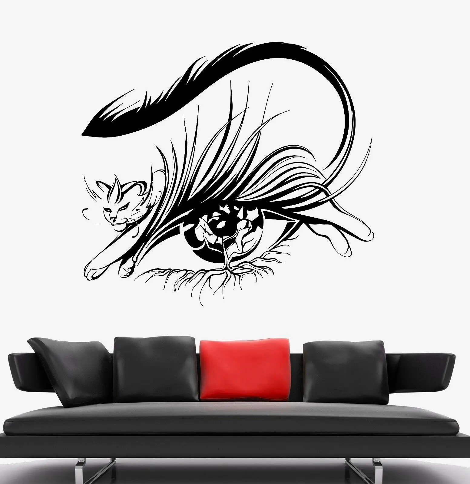 Наклейка на стену с кошачьими глазами ресницы брови салон красоты фотообои