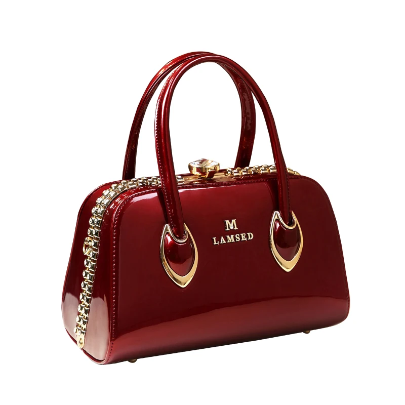 

ICEV luxury handbag women bag designer high quality stereotype boston patent leather handbags ladies evening clutch top handle