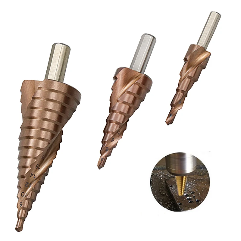 HSS M35 Cobalt Step Drill Bit 3Pcs HSSCO High Speed ​​Steel Cone Triangle Shank Metal Tool Super Hard Stainless Steel Drill Set