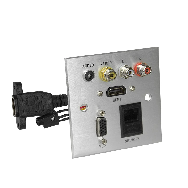 Розетка настенная из алюминиевого сплава с аудио и видеоразъемами|Коннекторы