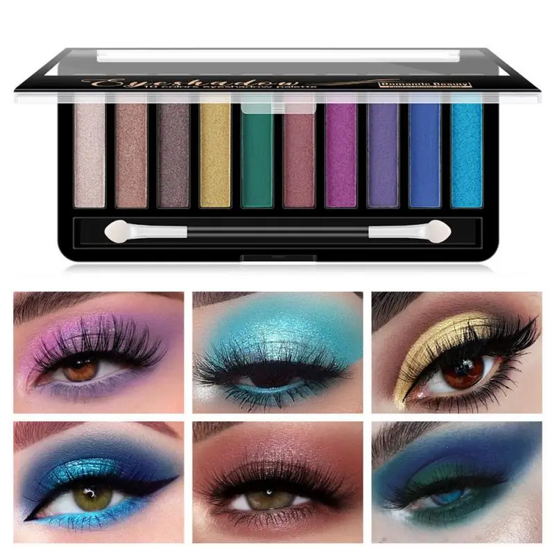 

10Colors Pearly Matte Glitter Eyeshadow Palette Create Shiny Stylish Lasting Looks Shimmer Bright Waterproof Eyes Makeup TSLM2