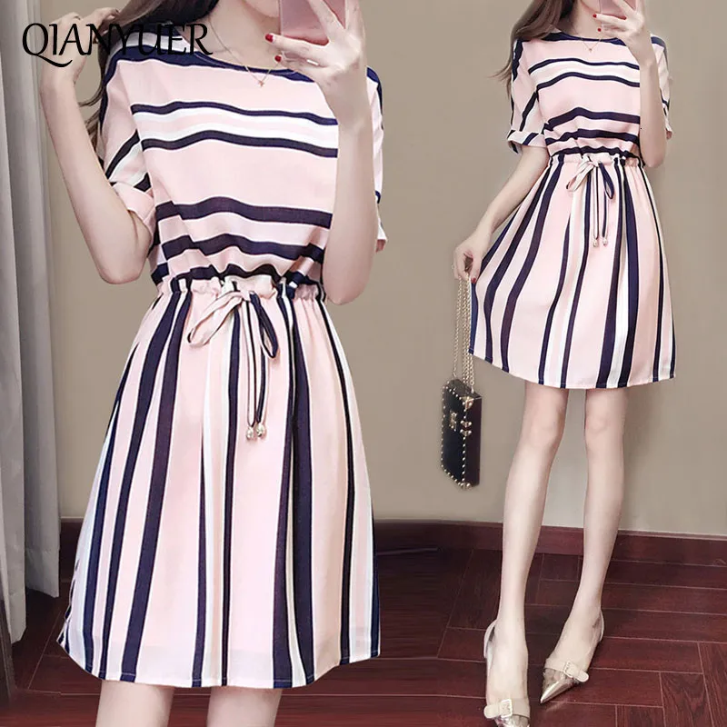 Женское летнее платье женское в Корейском стиле облегающее мини трапециевидной