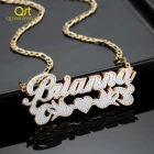 Индивидуальная двойная тарелка двухцветное сердце и две птицы персонализированное позолоченное название ожерелье из нержавеющей стали очаровательные ювелирные изделия