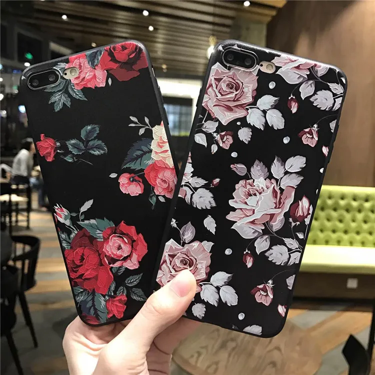 Силиконовый чехол для iPhone 7 6 6s 5 plus с розовыми и белыми цветами|case for iphone|phone cases5s case |