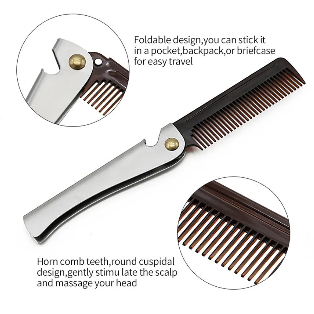 Складной карманный зажим из нержавеющей стали 1 шт. расческа для женщин усов и бороды можно использовать