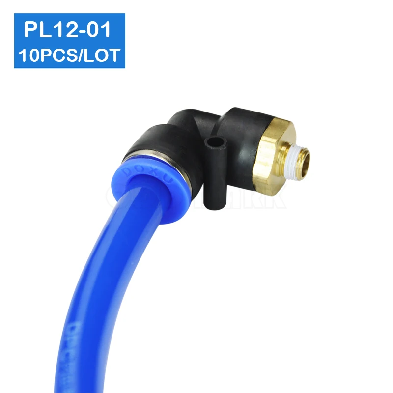 

HIGH QUALITY 10 Pcs of PL12-01 L Shaped PT 1/8" Male Threaded to 12mm Tubing Pneumatic Quick Fitting