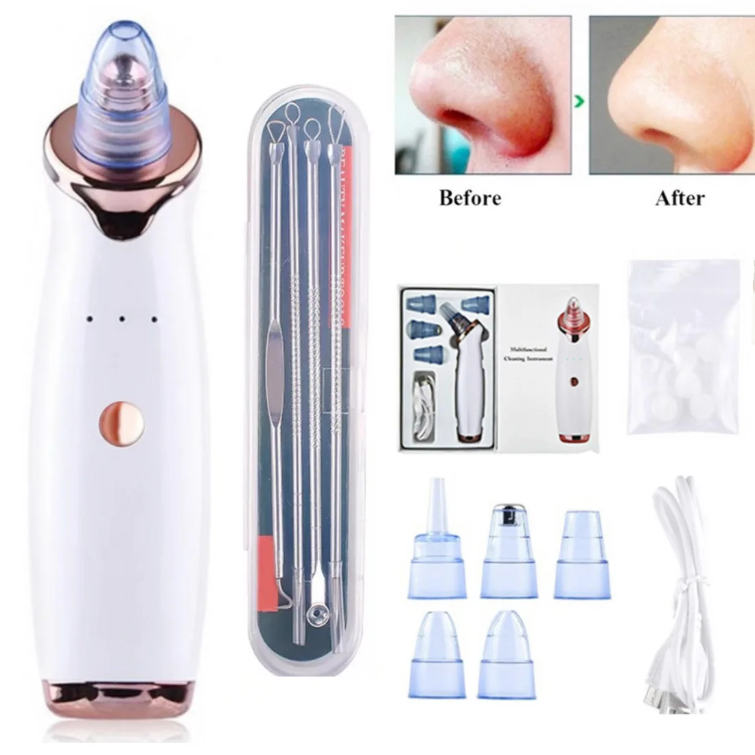 

Blackhead Remover Vacuum Cleaner Pimple Removal Needles Face Nose Deep Cleaner Electric Acne Pore Cleaner Deep Beauty Skin Tool