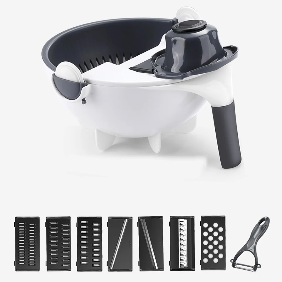 

Многофункциональная кухонная Терка 9 в 1 для измельчения овощей, слайсер для шелка машина для измельчения картофеля, ручная сливная корзина