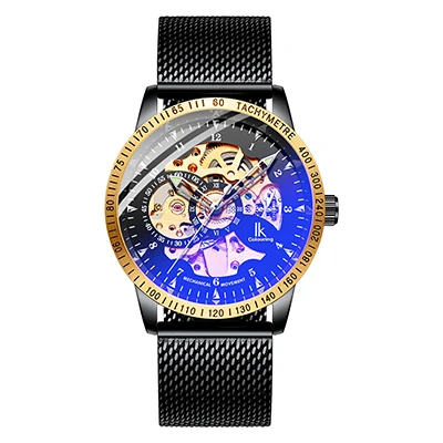 IK цветные часы для мужчин s черный сетчатый ремешок из нержавеющей стали