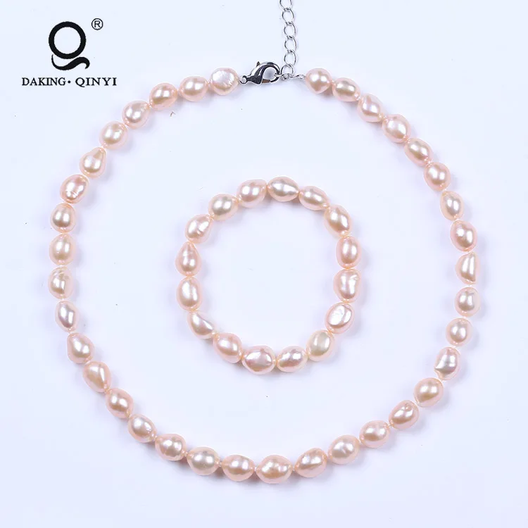 

Natural Pink Freshwater Pearl Beaded Jewelry Sets Price For Mother'S gift