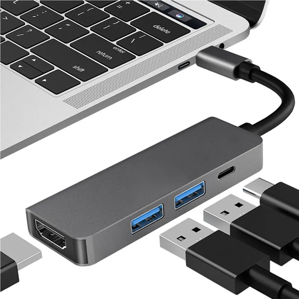 4-в-1 док-станция для Тип с разъемами типа C и USB3.0 * 2 + PD совместимому hdmi
