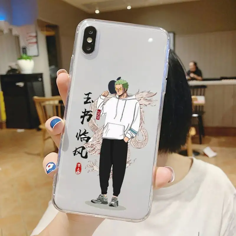 

One Piece Zoro Japanese Manga Phone Case Transparent soft For iphone 5 5s 5c se 6 6s 7 8 11 12 plus mini x xs xr pro max