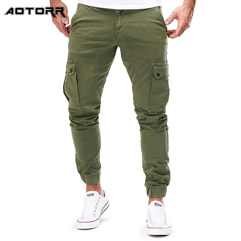 

2021 New Mens Cargo Pants Multi-pocket Motorcycle Trousers Jogger Sweatpants Men Autumn Casual Solid Color Sport Pants M-3XL