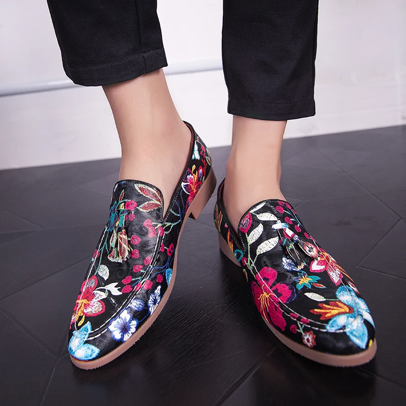 

Luxury Itlian Leather Shoes Men New Fashion Flowers Prints Lace Up Wedding Office Shoes Formal Oxford Shoes for Men Formal Shoes