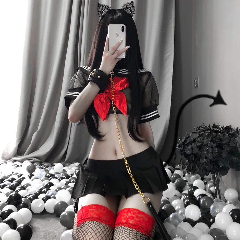 

Сексуальное женское белье для учащихся Соблазнительные костюмы для косплея Сейлор Цвет вечерние форма с симпатичным рисунком прозрачный б...