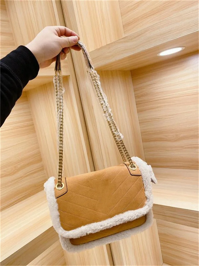 

Bags Handbags Small Good Nice Beautiful New Style Korean Style Chain Plush One-shoulder Wild Casual Niche Fashion Messenger Bag