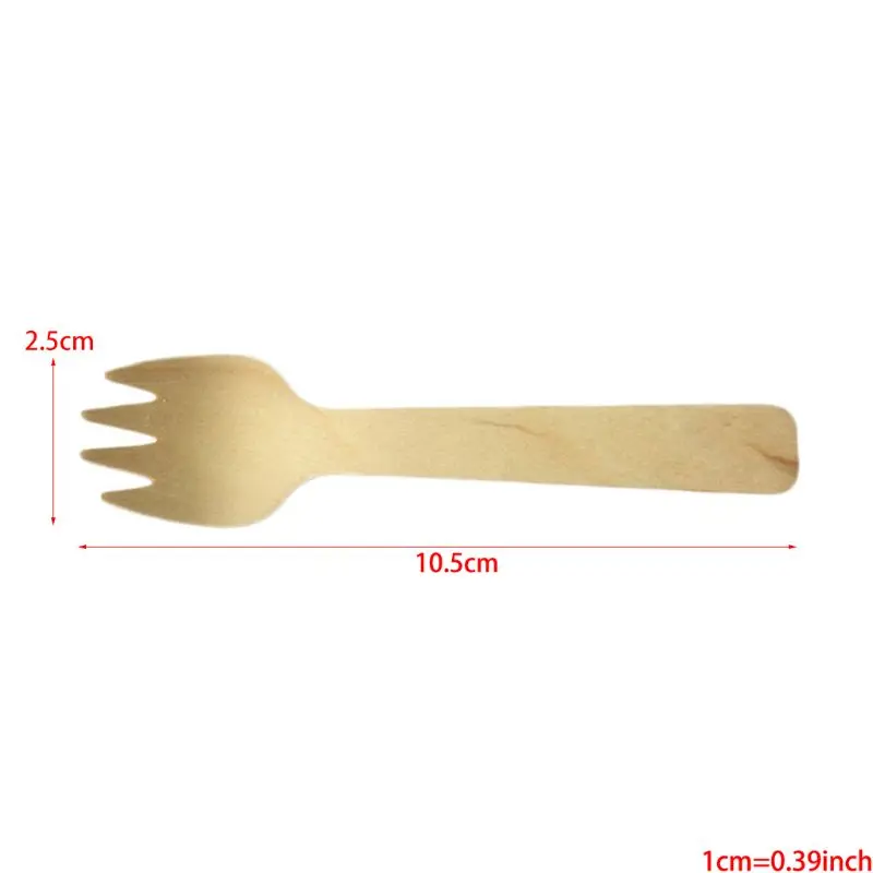 

100pcs Wooden Fork Compostable Forks Bamboo Plates Party Picnic Kitchen Christmas Disposable Prong