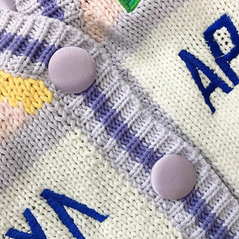 

LACIBLE Harajuku Cardigan Knit Coats Knitted Sweater Pullover Vintage Graffiti Embroidery Sweater Streetwear Jacket Oversized